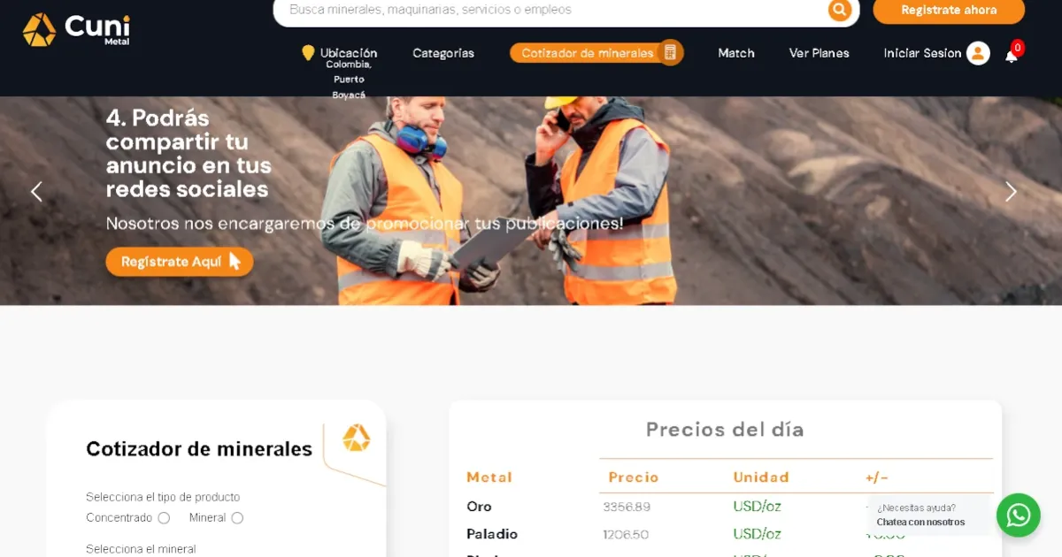 Cuni Metal ha logrado consolidar los pequeños productores de minerales en Latinoamérica